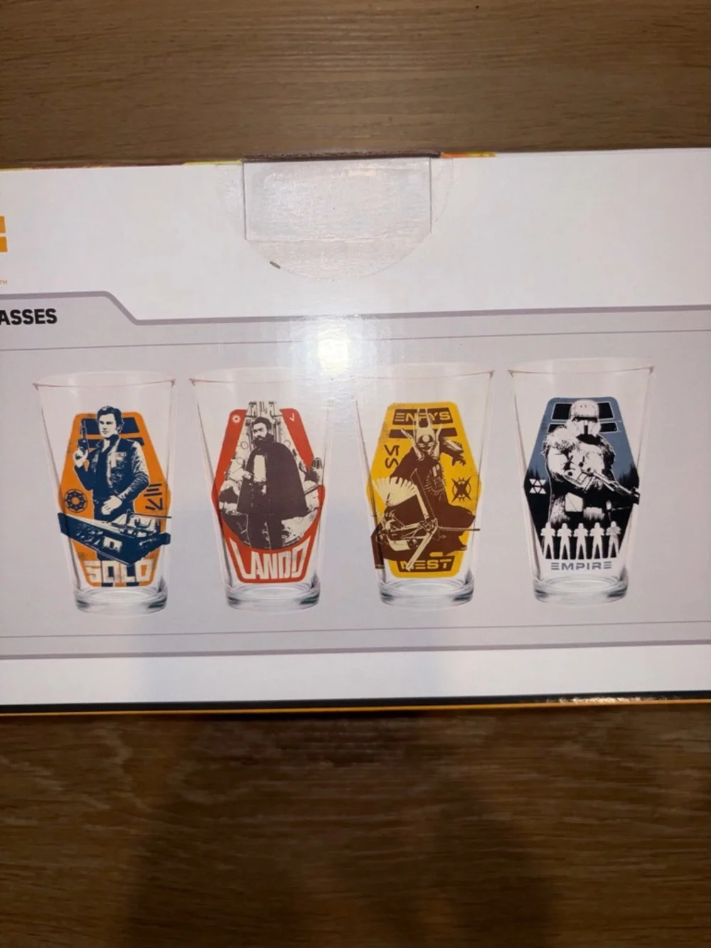 Star Wars Glass Set 4pc 16oz Vandor Disney Han Solo Lando Empire New
